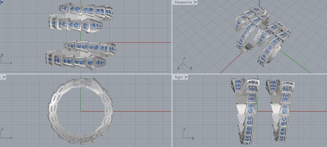 2 ring of snakes 3D print model_7