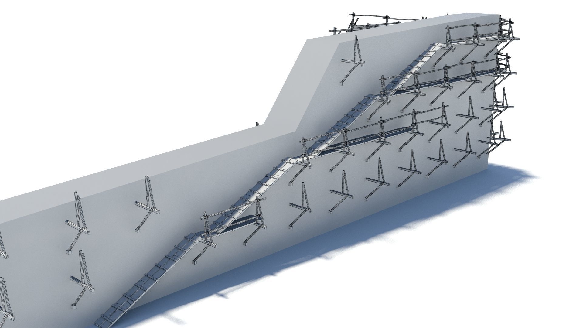 Modular medieval wooden scaffolding Low-poly 3D model_32