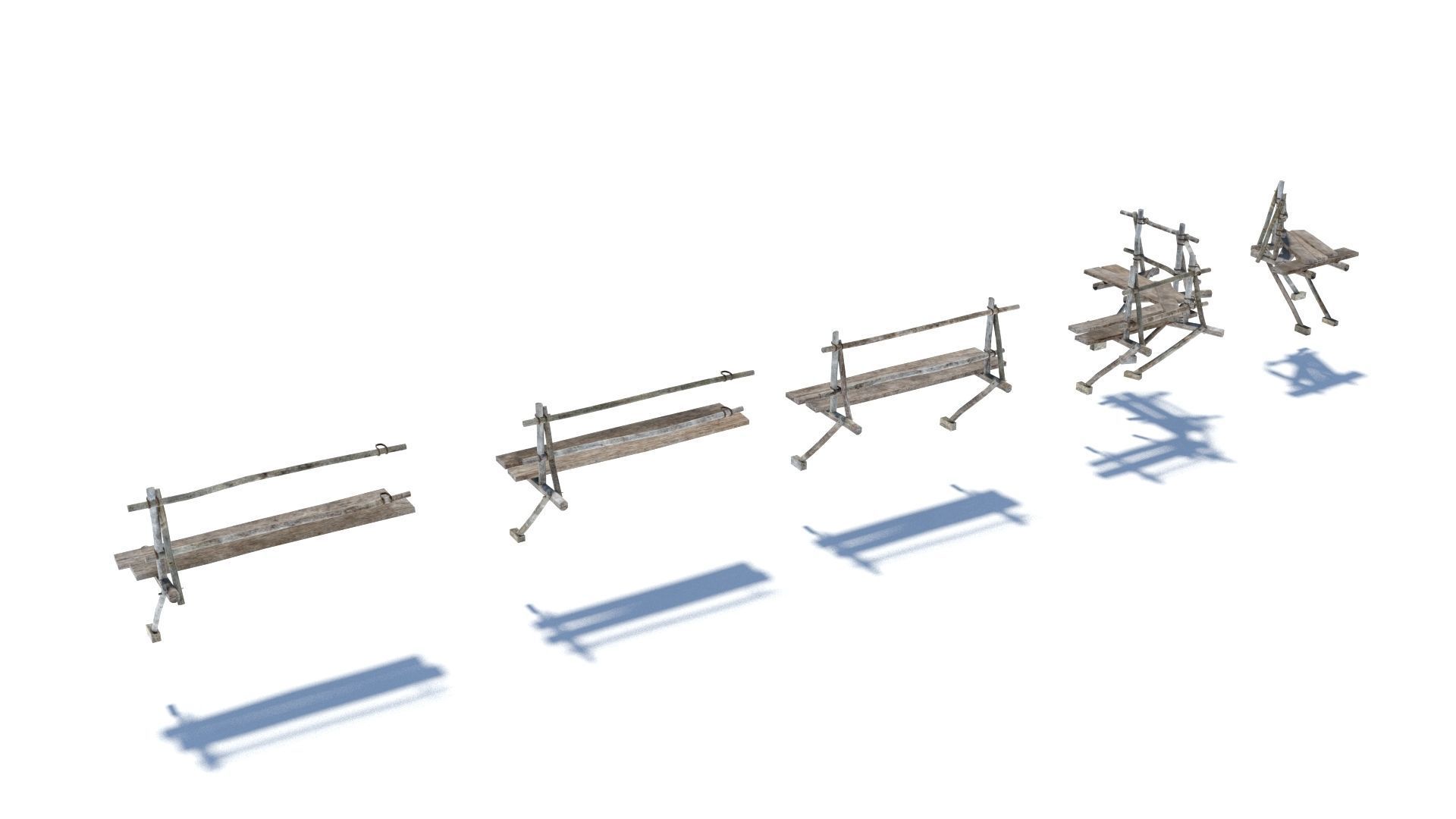 Modular medieval wooden scaffolding Low-poly 3D model_8