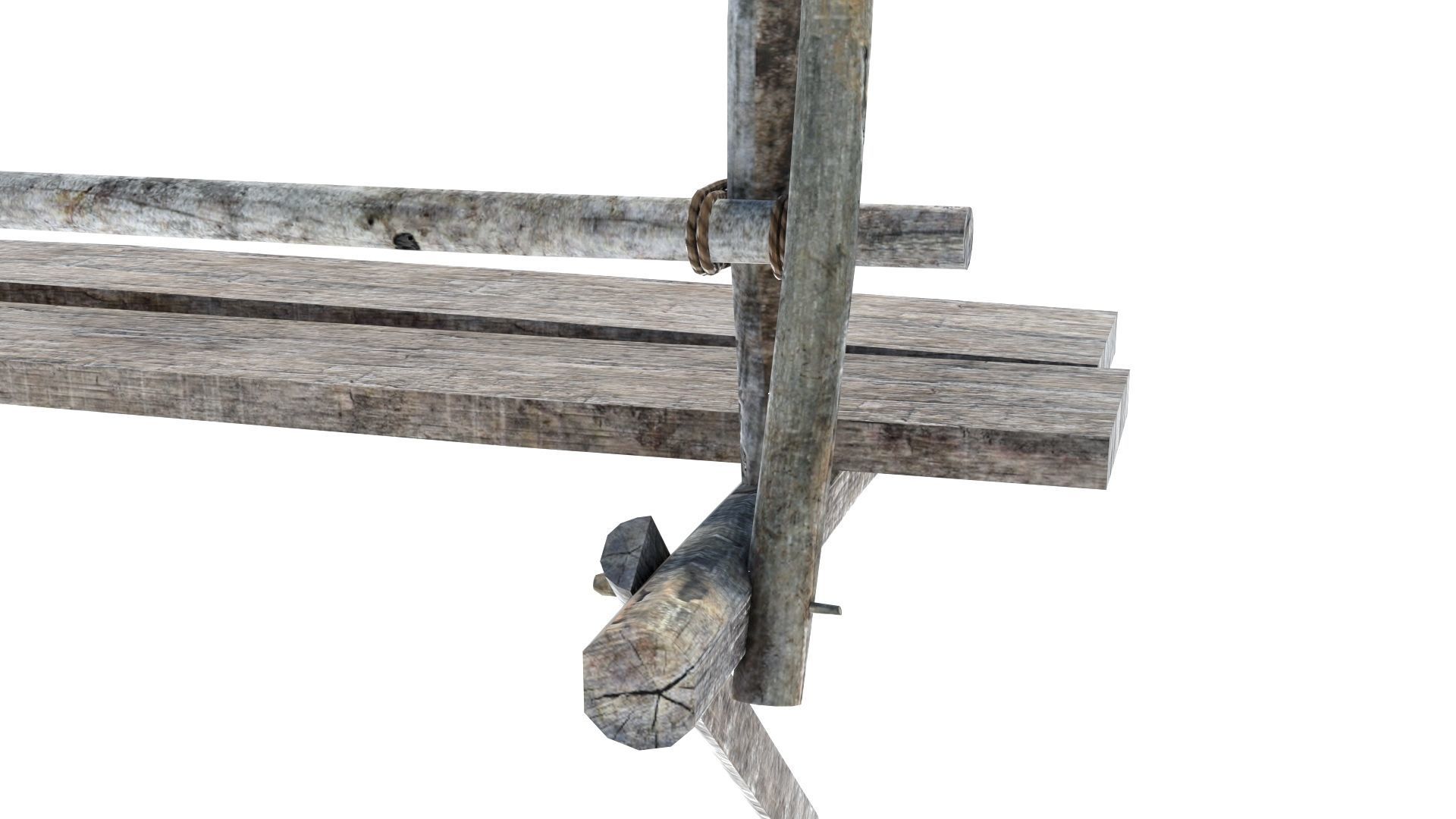 Modular medieval wooden scaffolding Low-poly 3D model_12