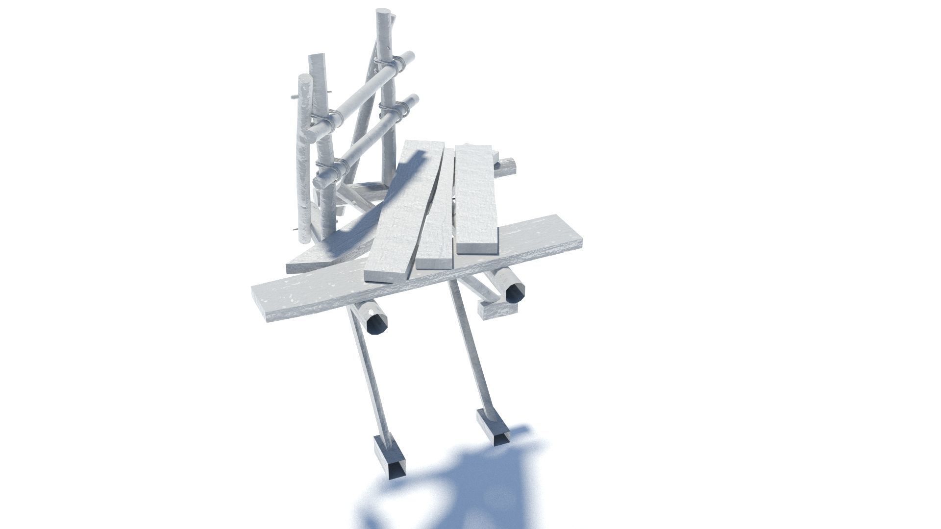 Modular medieval wooden scaffolding Low-poly 3D model_39