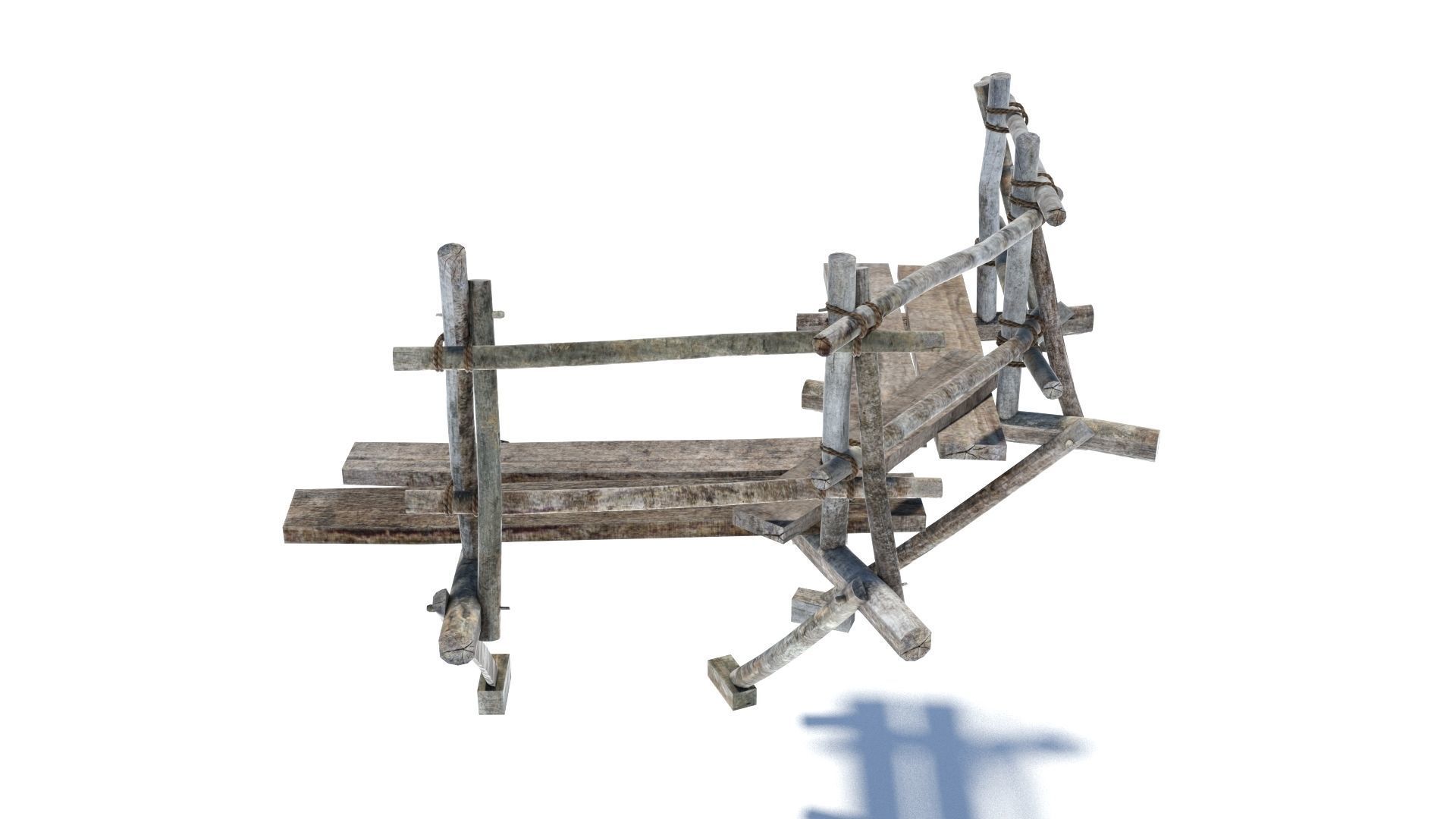 Modular medieval wooden scaffolding Low-poly 3D model_18