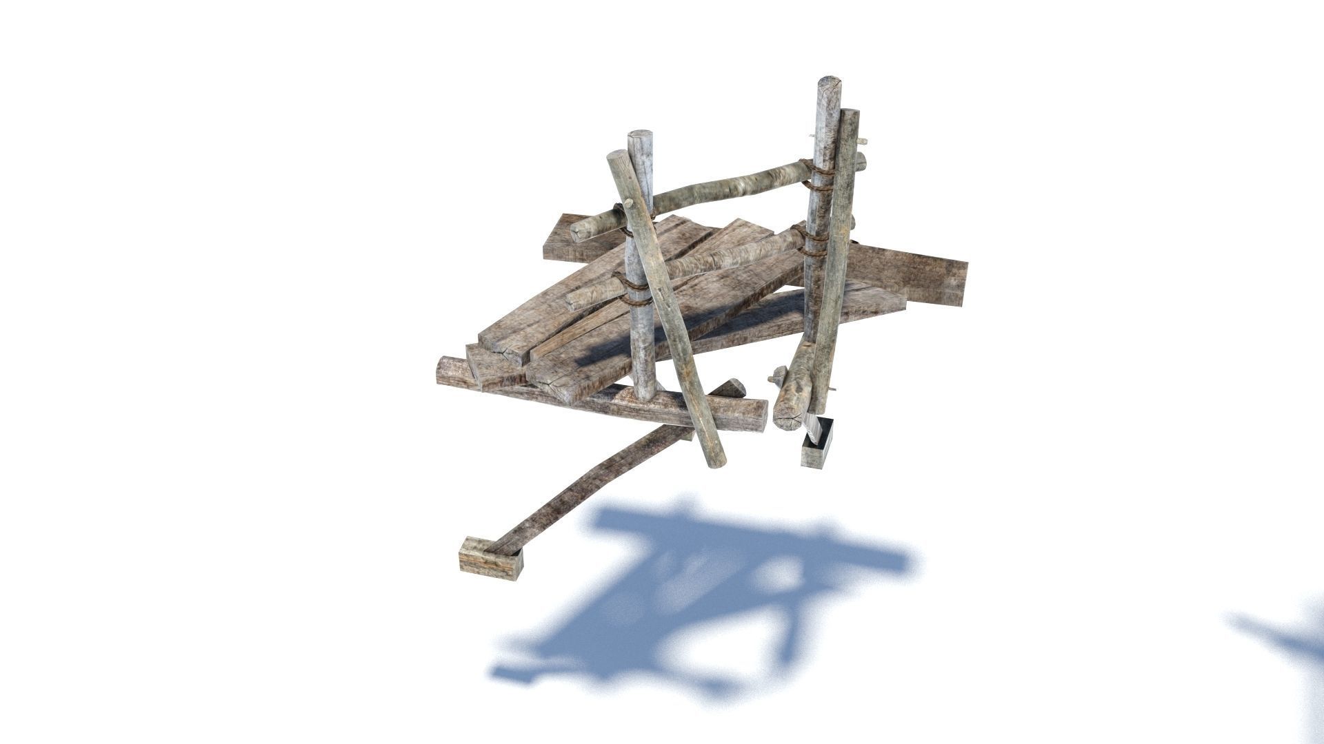 Modular medieval wooden scaffolding Low-poly 3D model_20