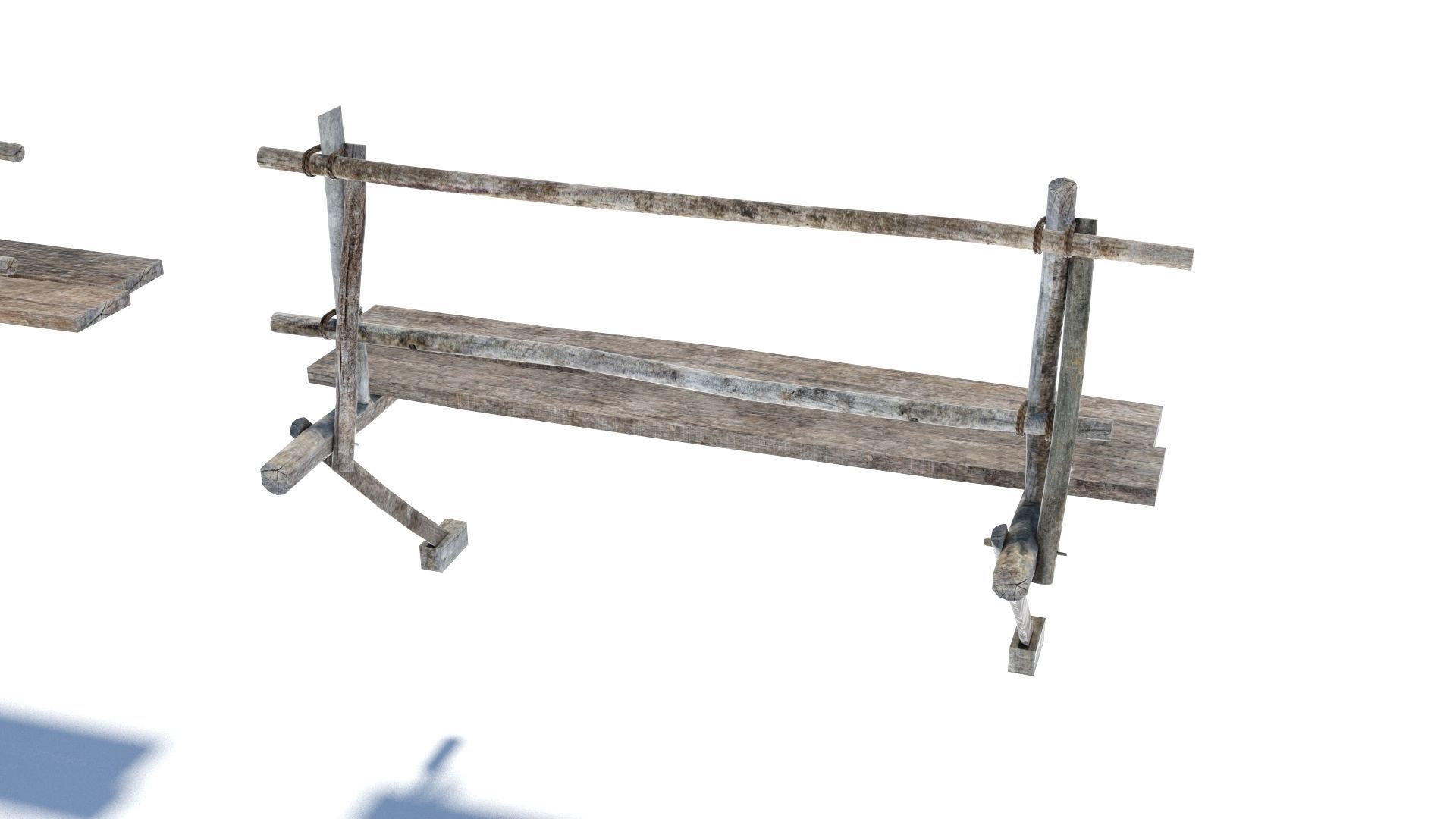 Modular medieval wooden scaffolding Low-poly 3D model_10