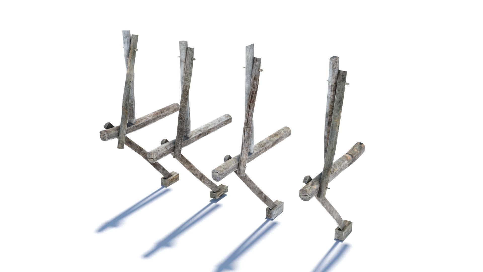 Modular medieval wooden scaffolding Low-poly 3D model_15