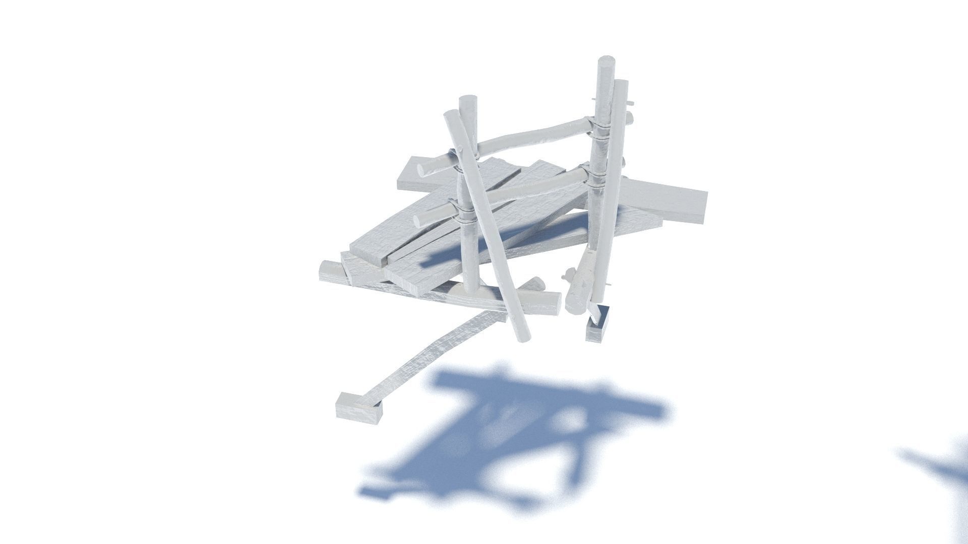 Modular medieval wooden scaffolding Low-poly 3D model_55