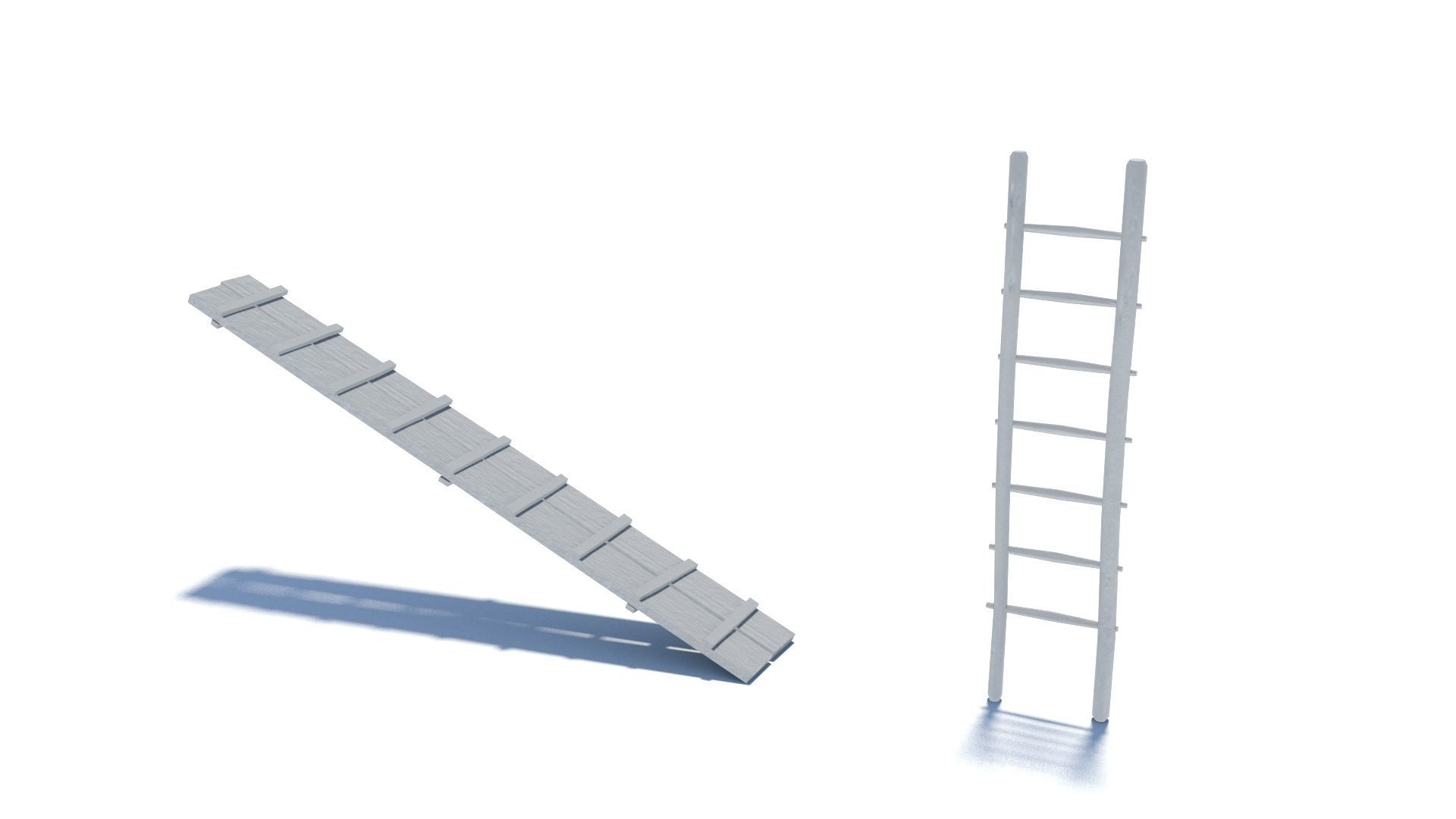 Modular medieval wooden scaffolding Low-poly 3D model_46