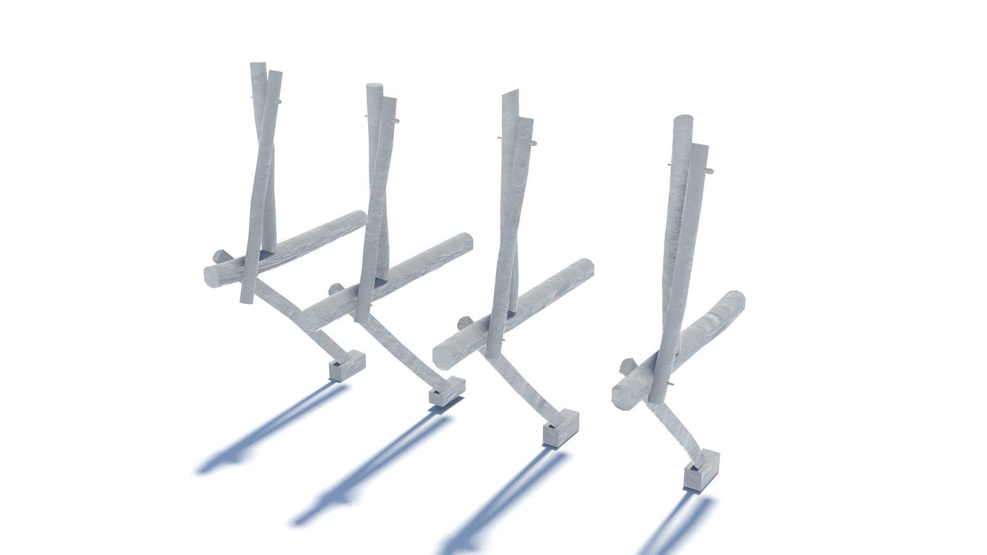 Modular medieval wooden scaffolding Low-poly 3D model_45