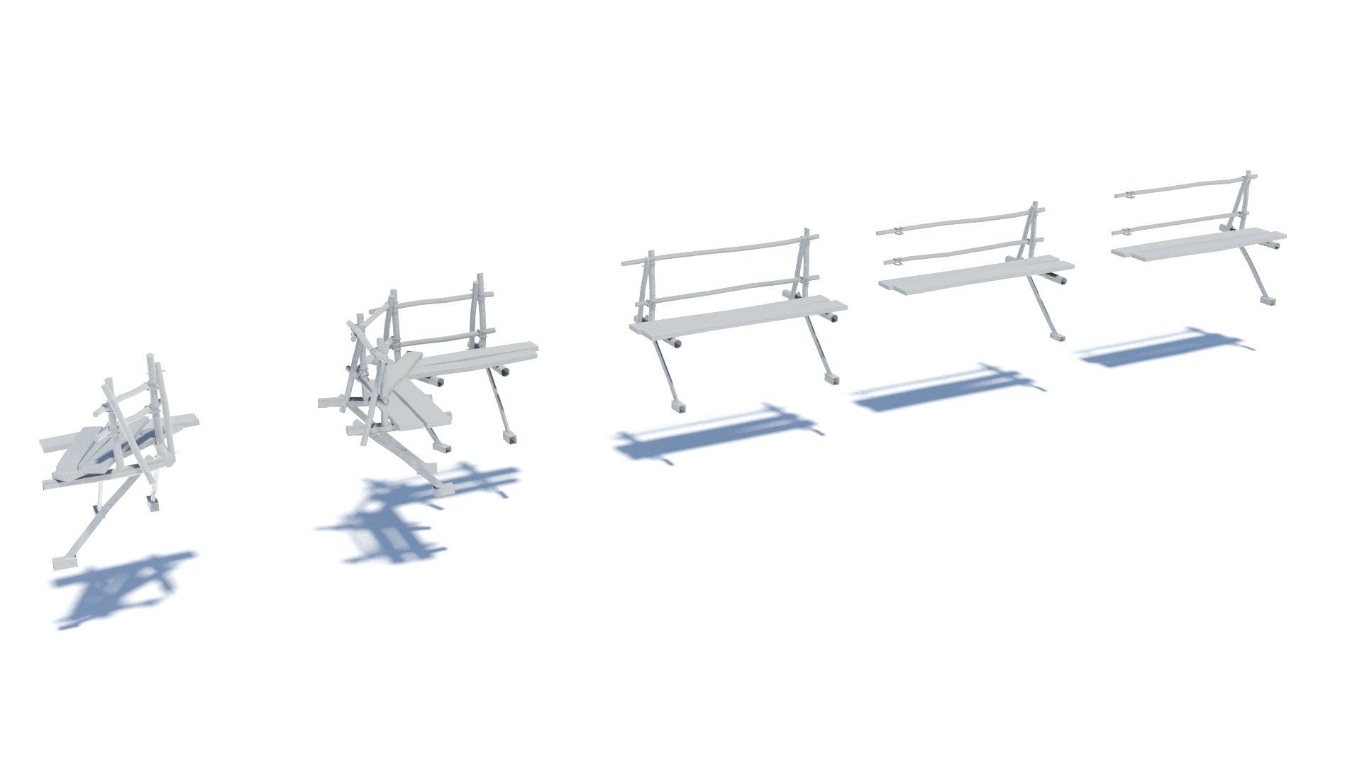 Modular medieval wooden scaffolding Low-poly 3D model_51