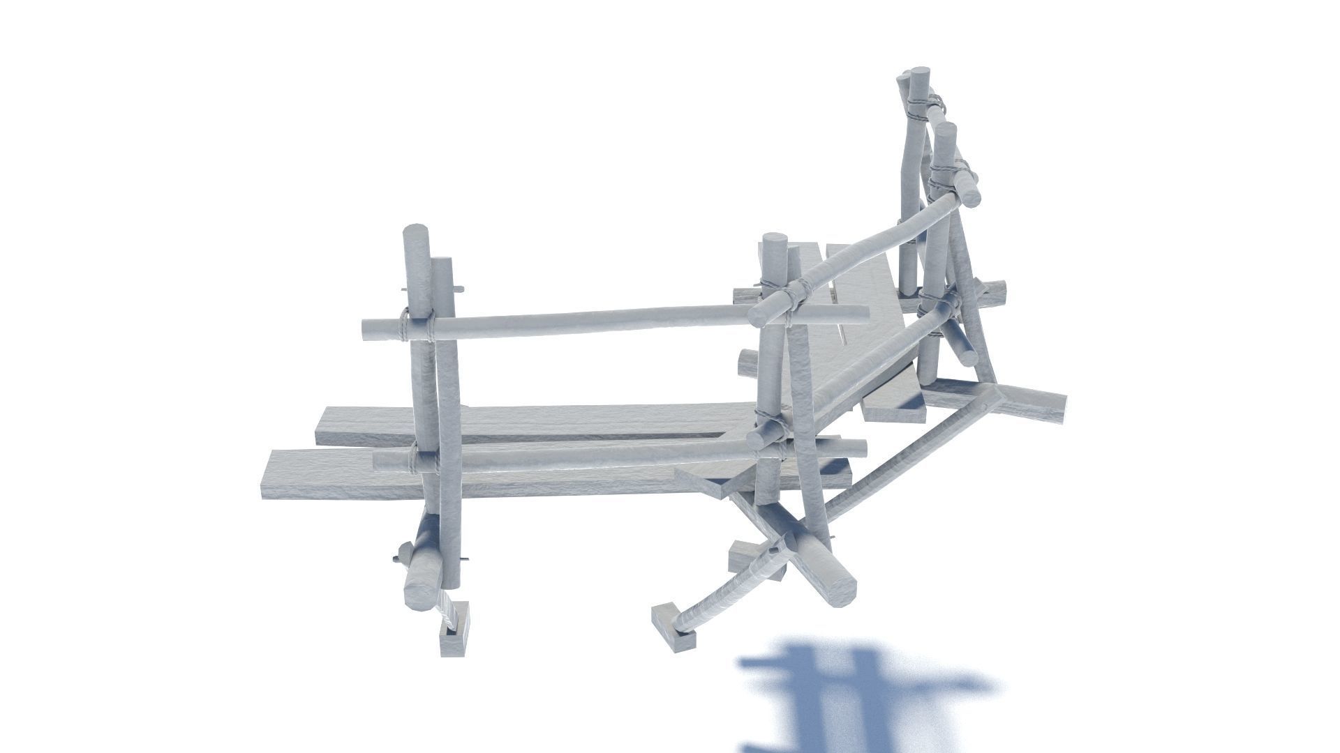 Modular medieval wooden scaffolding Low-poly 3D model_53