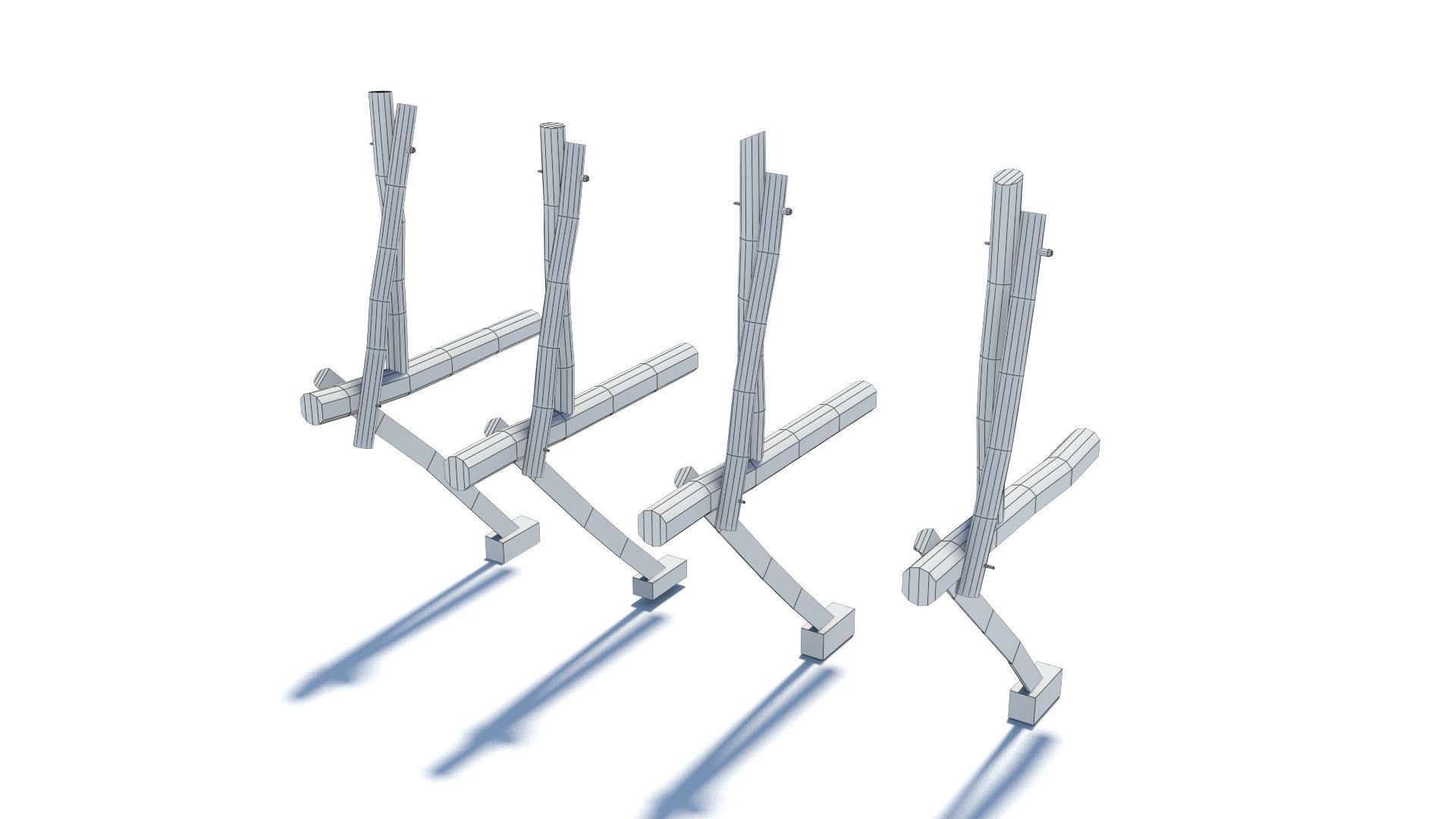 Modular medieval wooden scaffolding Low-poly 3D model_27