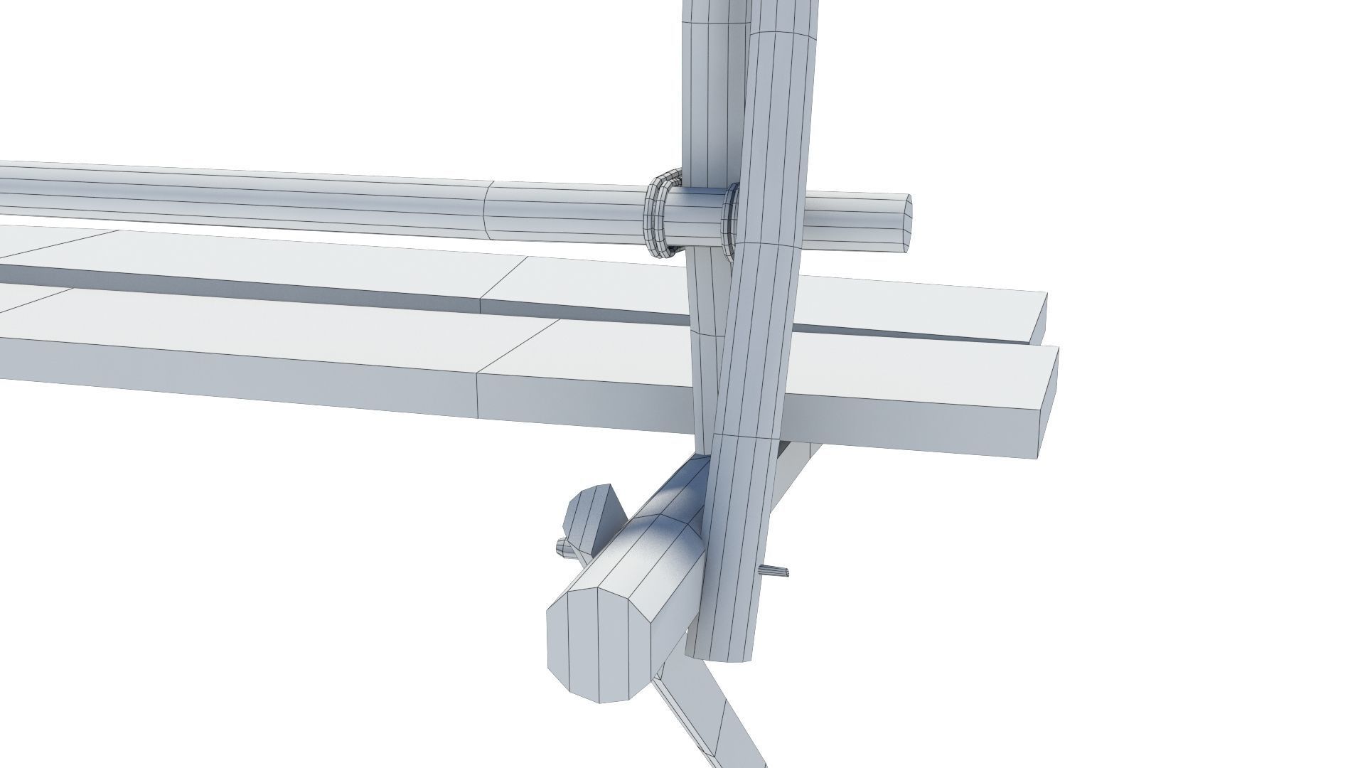 Modular medieval wooden scaffolding Low-poly 3D model_24