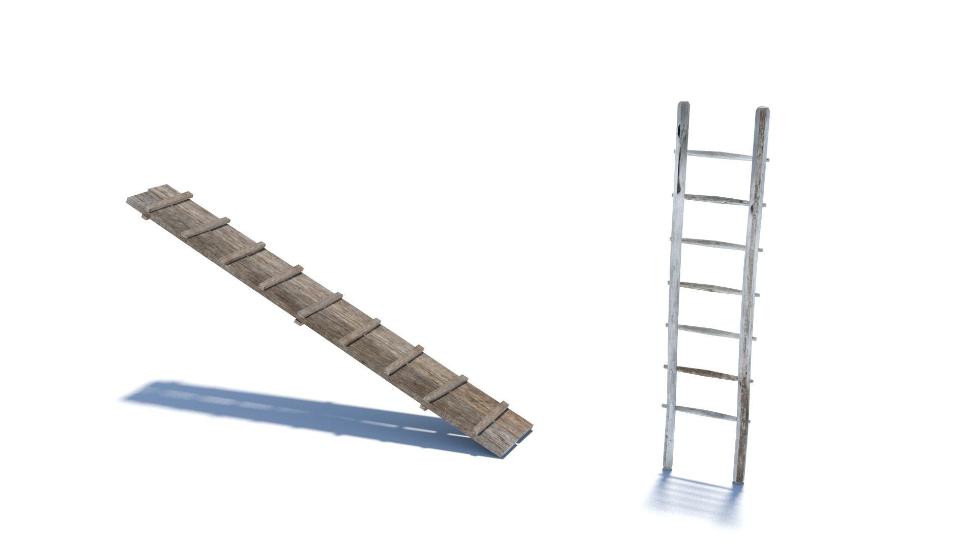 Modular medieval wooden scaffolding Low-poly 3D model_16