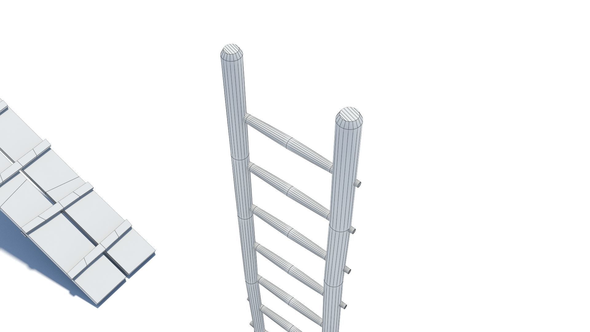 Modular medieval wooden scaffolding Low-poly 3D model_29