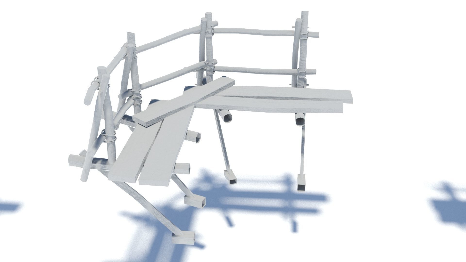 Modular medieval wooden scaffolding Low-poly 3D model_54