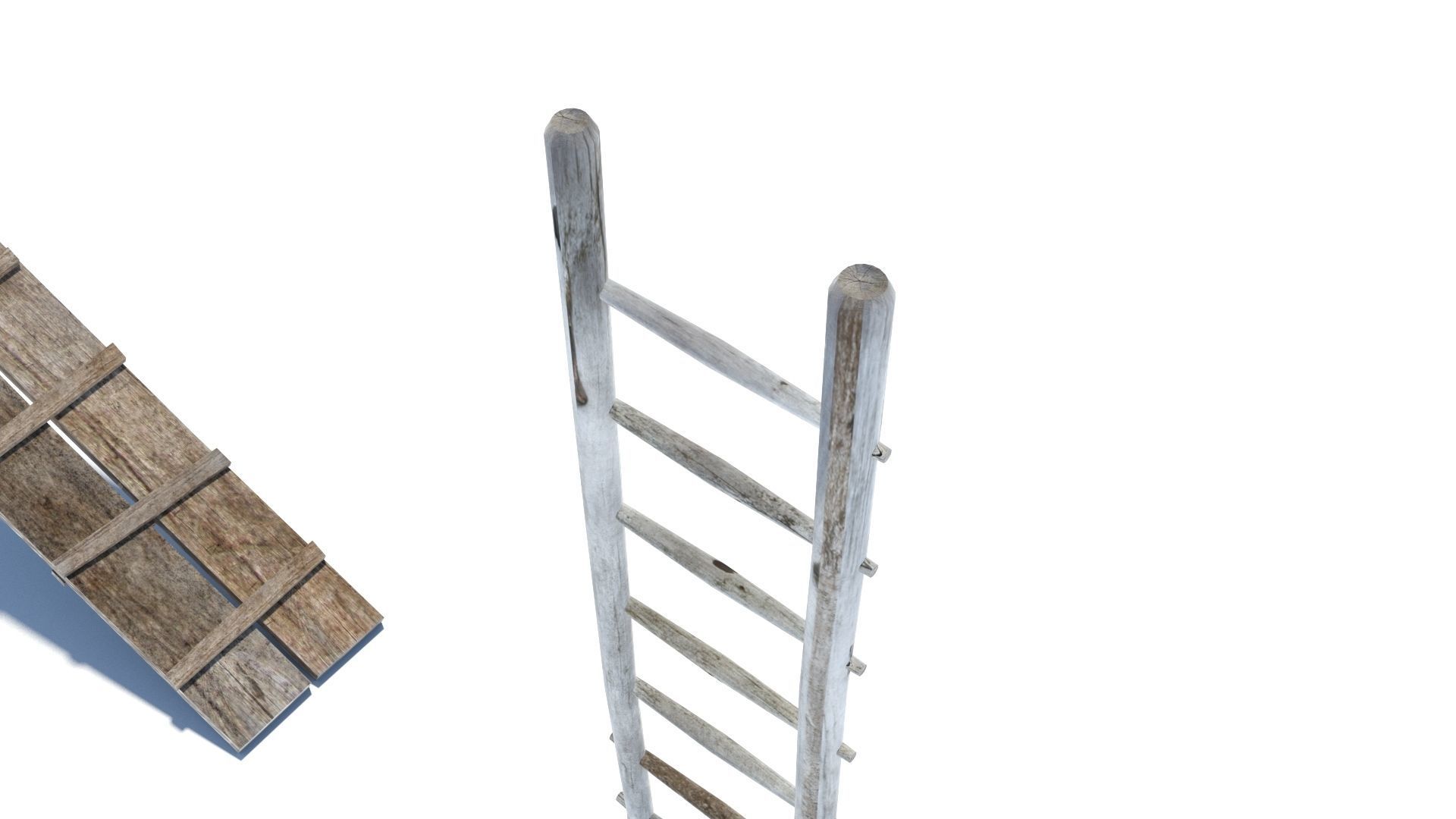 Modular medieval wooden scaffolding Low-poly 3D model_17