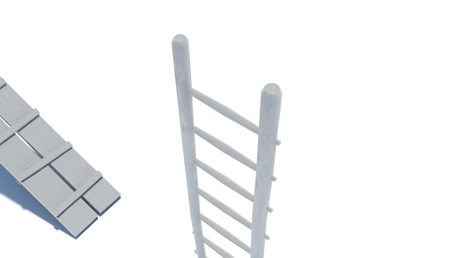 Modular medieval wooden scaffolding Low-poly 3D model_47