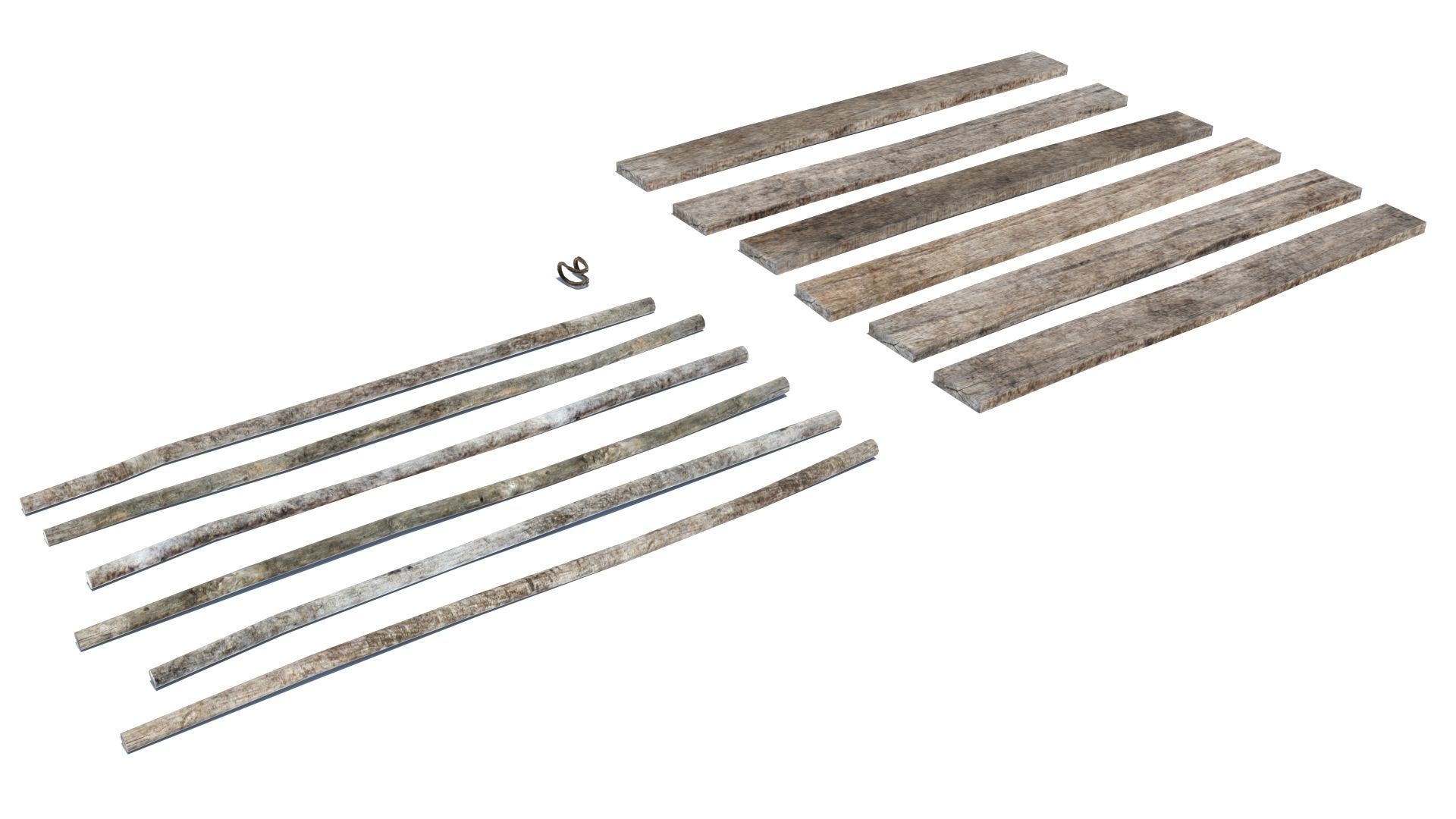 Modular medieval wooden scaffolding Low-poly 3D model_13