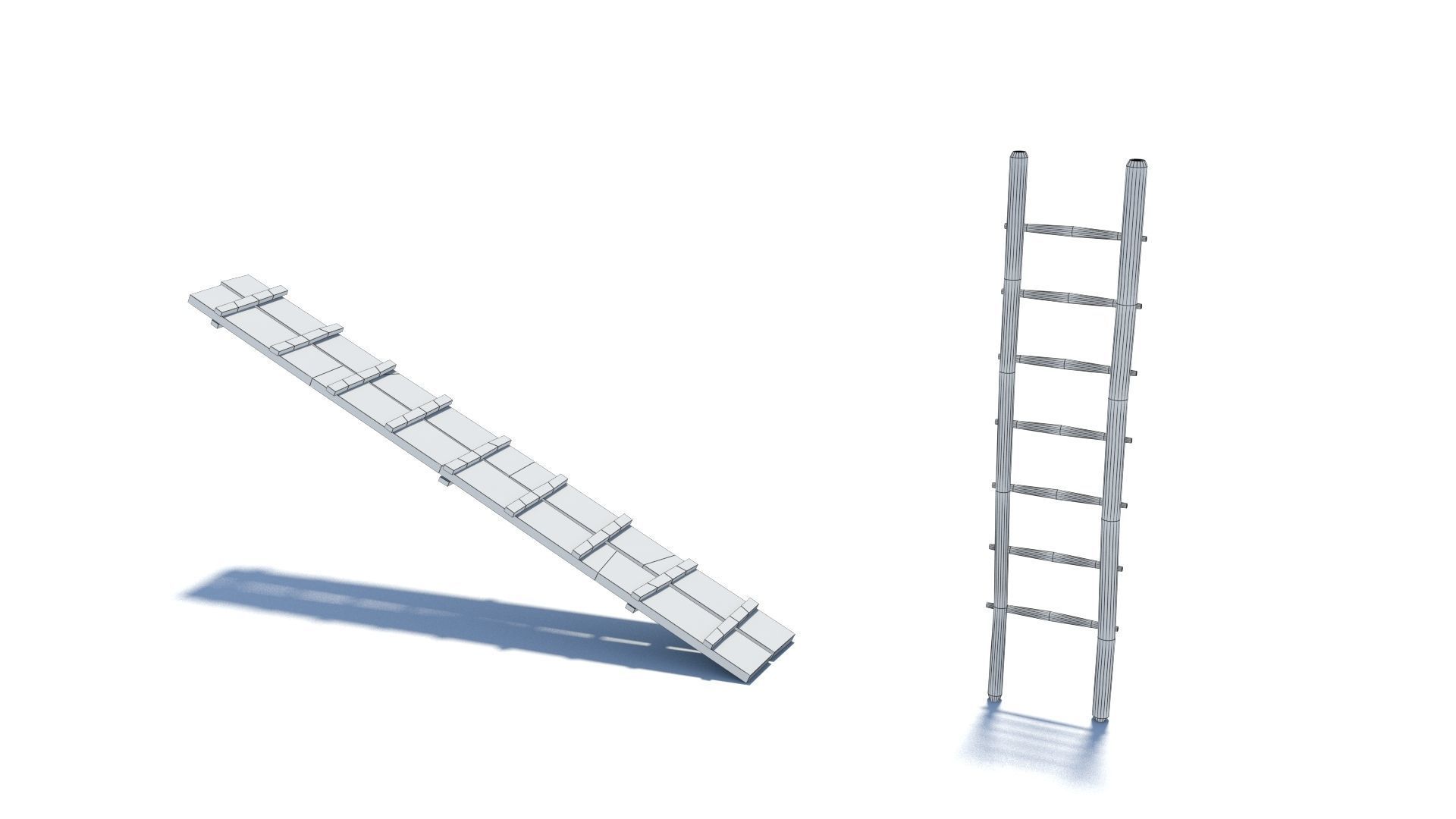 Modular medieval wooden scaffolding Low-poly 3D model_28