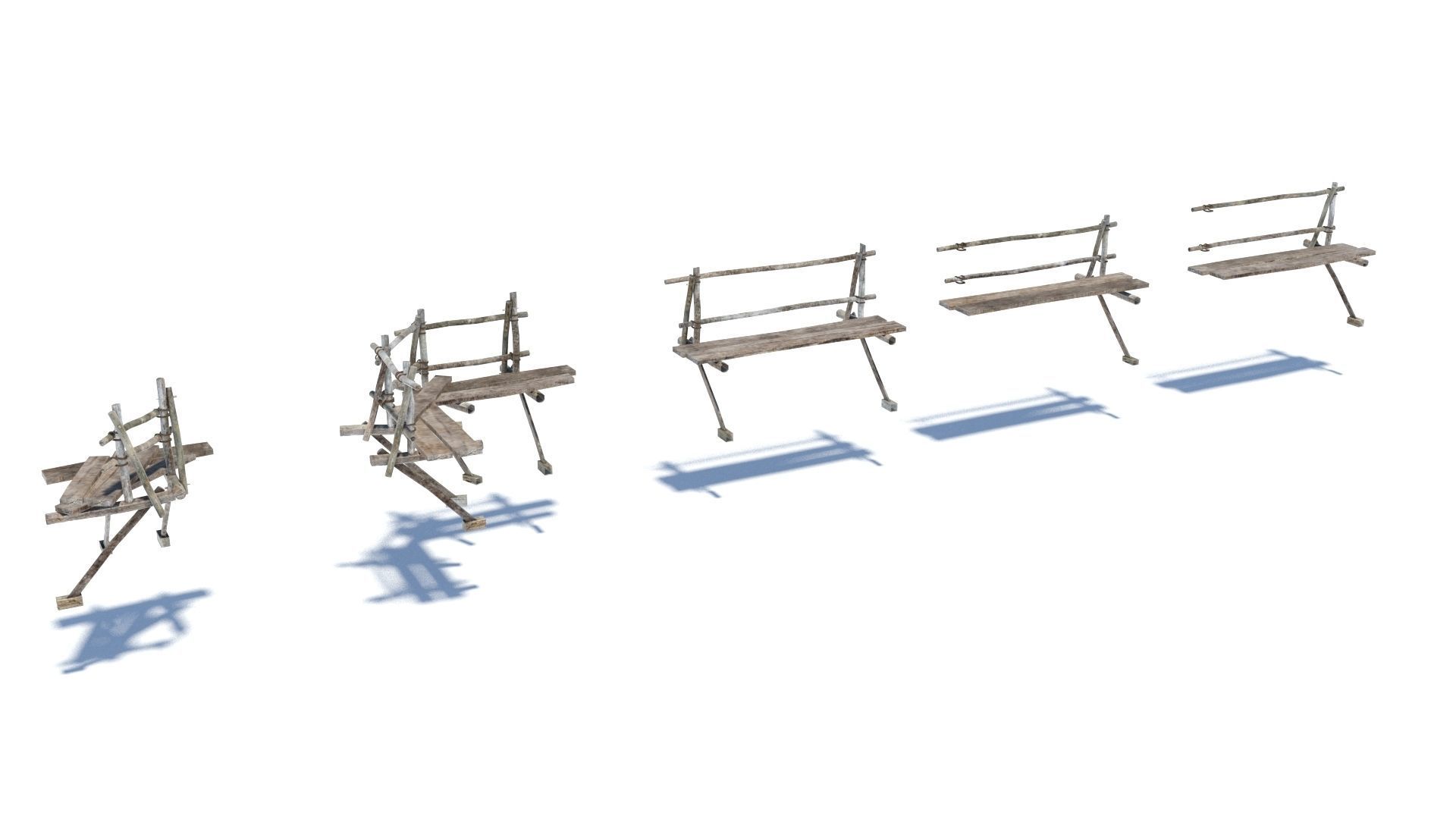 Modular medieval wooden scaffolding Low-poly 3D model_7