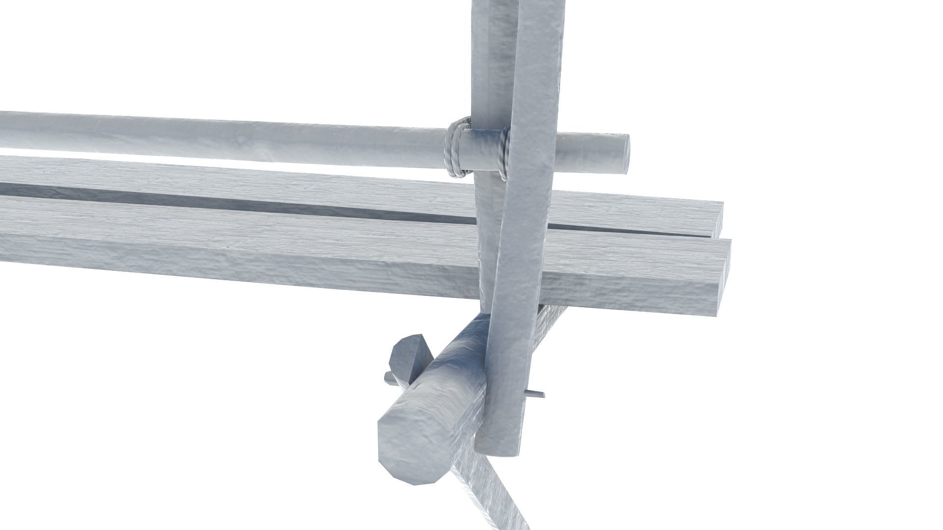 Modular medieval wooden scaffolding Low-poly 3D model_42