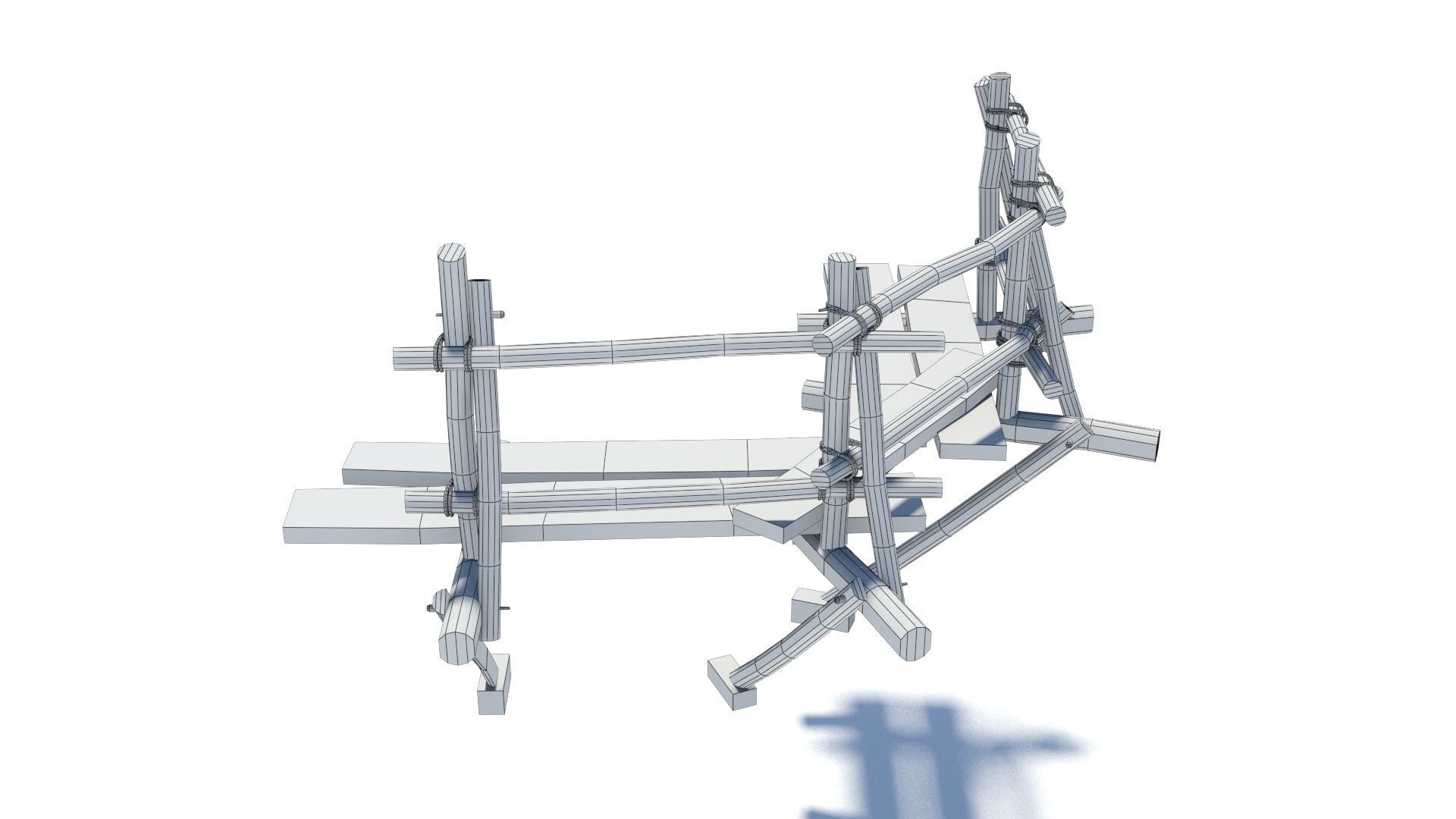 Modular medieval wooden scaffolding Low-poly 3D model_35