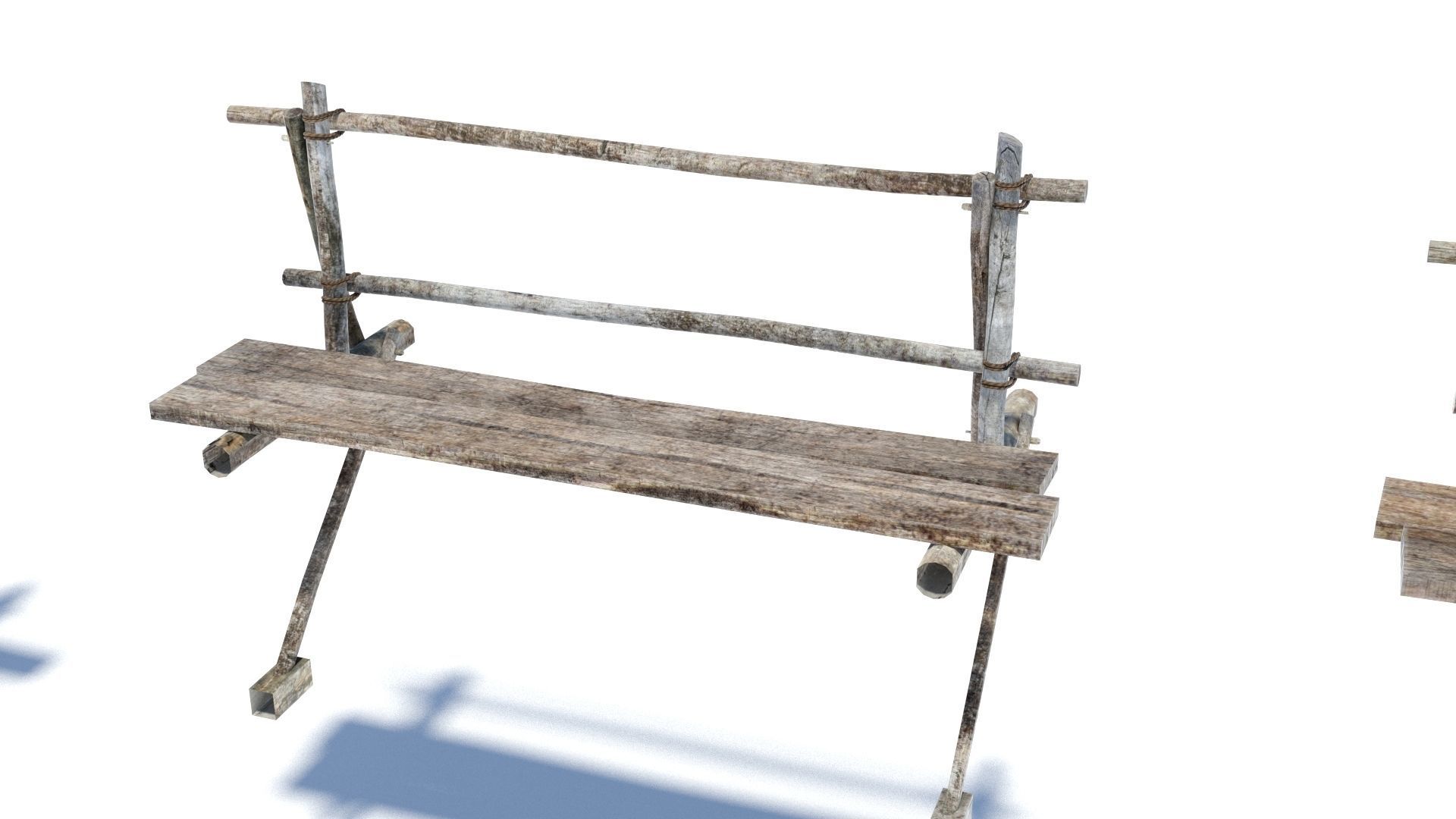 Modular medieval wooden scaffolding Low-poly 3D model_11