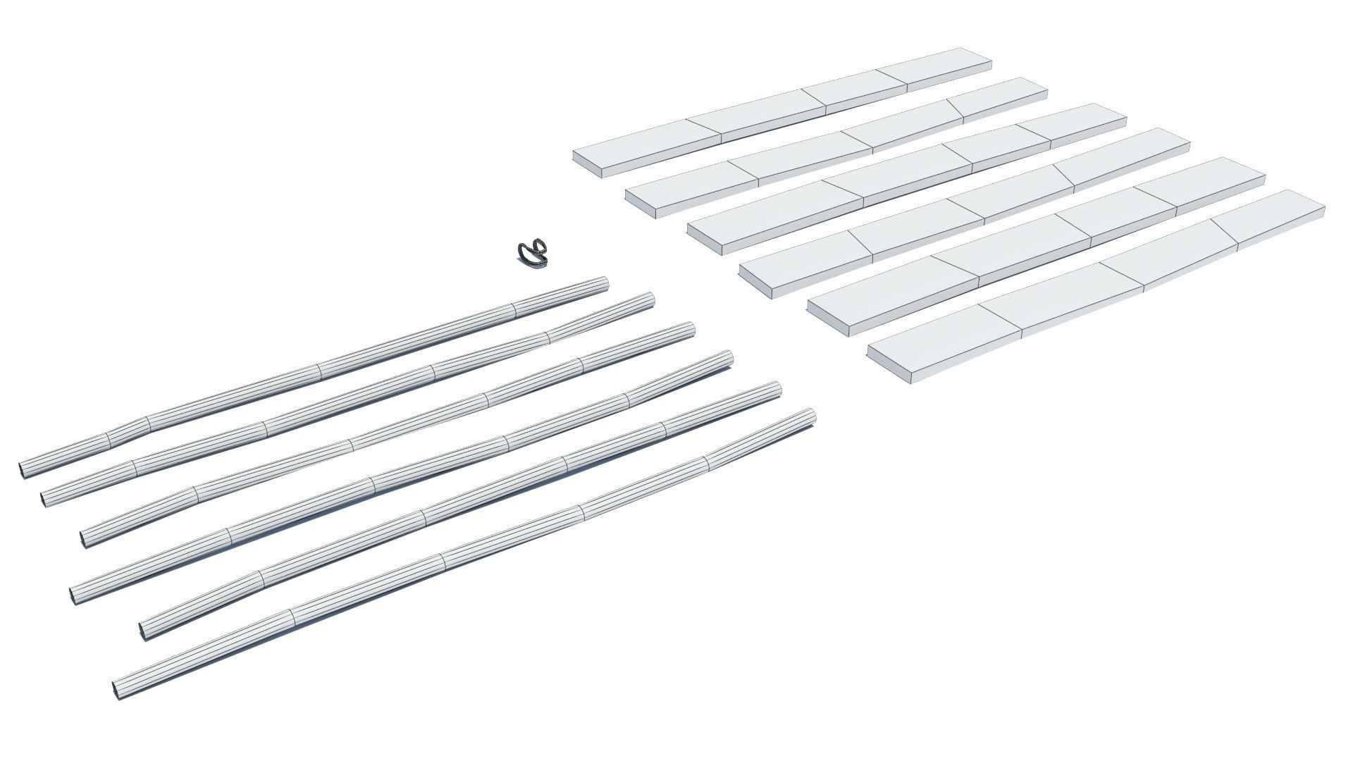 Modular medieval wooden scaffolding Low-poly 3D model_25