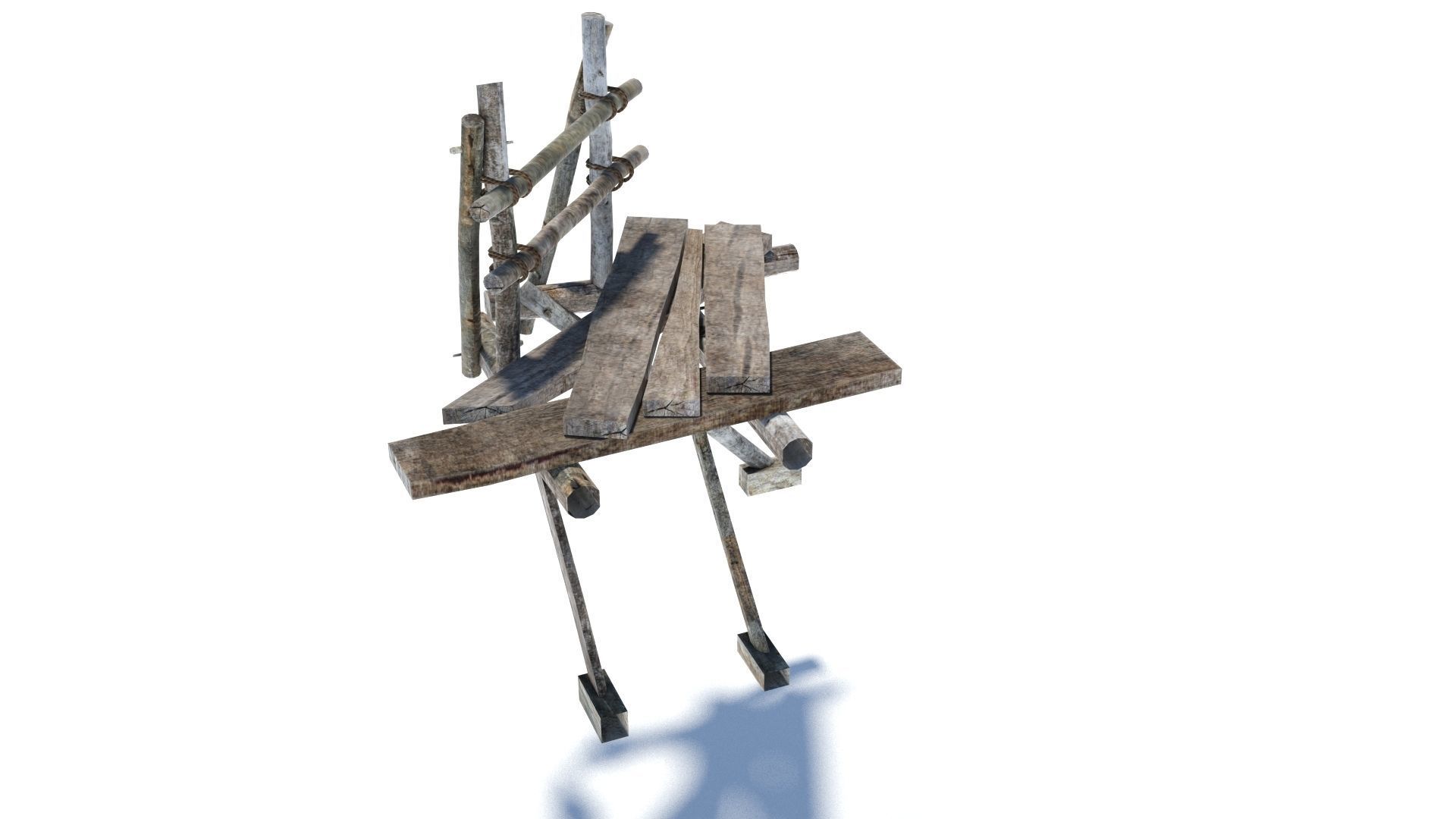 Modular medieval wooden scaffolding Low-poly 3D model_9