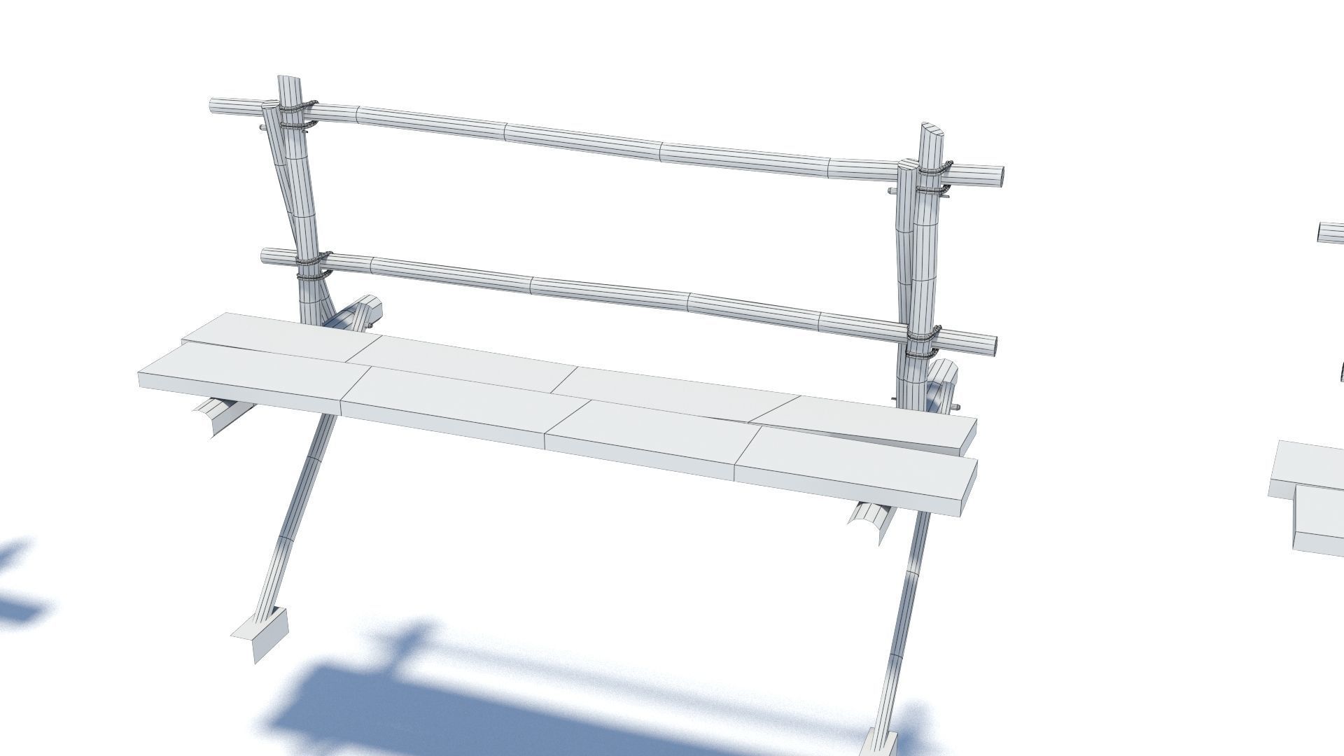 Modular medieval wooden scaffolding Low-poly 3D model_23