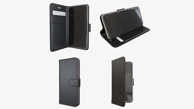 Smartphone in flip wallet case 3D Model Collection