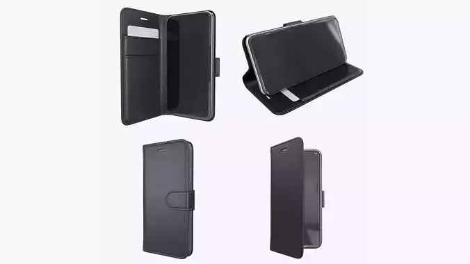 Smartphone in flip wallet case 3D Model Collection