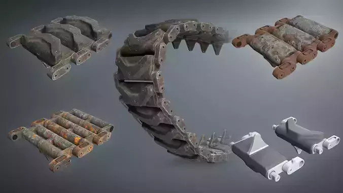 Tracks T-98E1 for US light tanks Low-poly 3D model