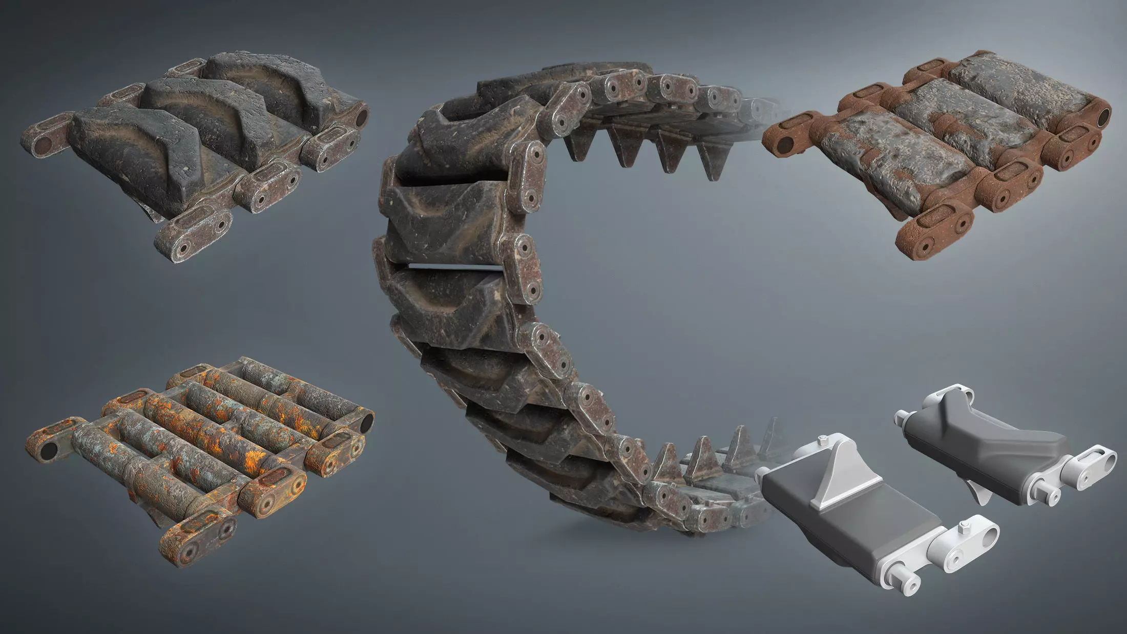 Tracks T-98E1 for US light tanks Low-poly 3D model_0