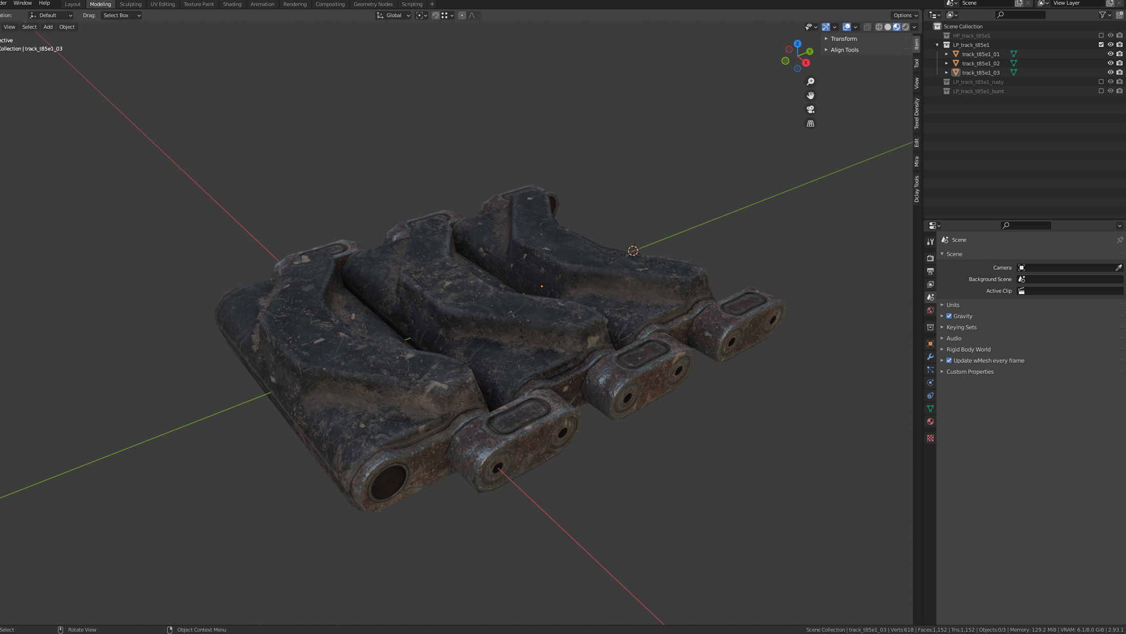Tracks T-98E1 for US light tanks Low-poly 3D model_19