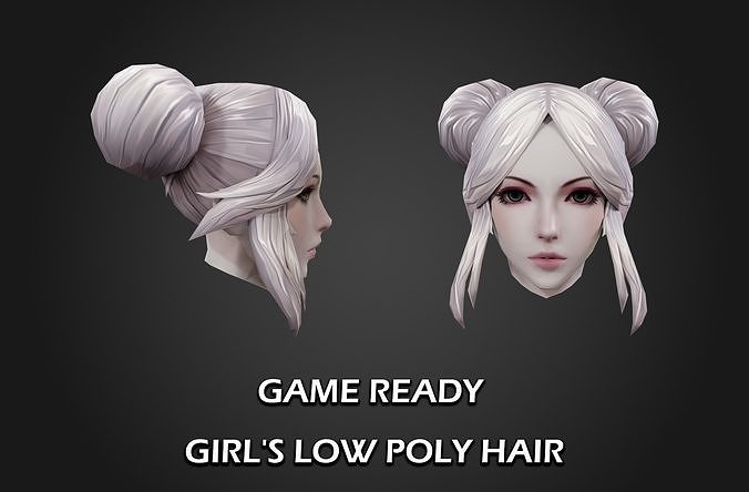 girl hair style 39-2 Low-poly 3D model