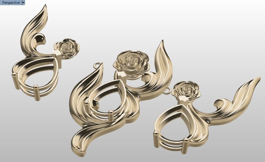 rose flower set 3D print model_11