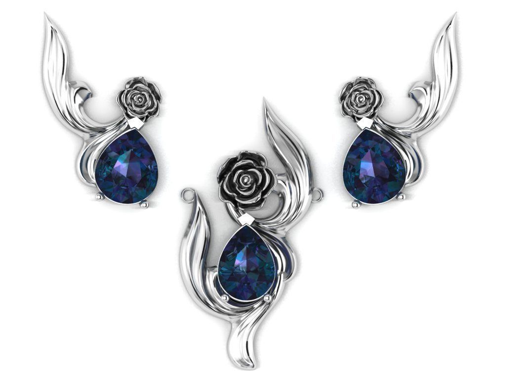 rose flower set 3D print model_7