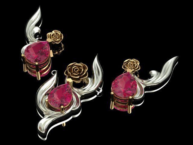 rose flower set 3D print model_24