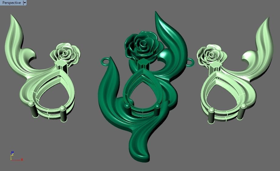 rose flower set 3D print model_9
