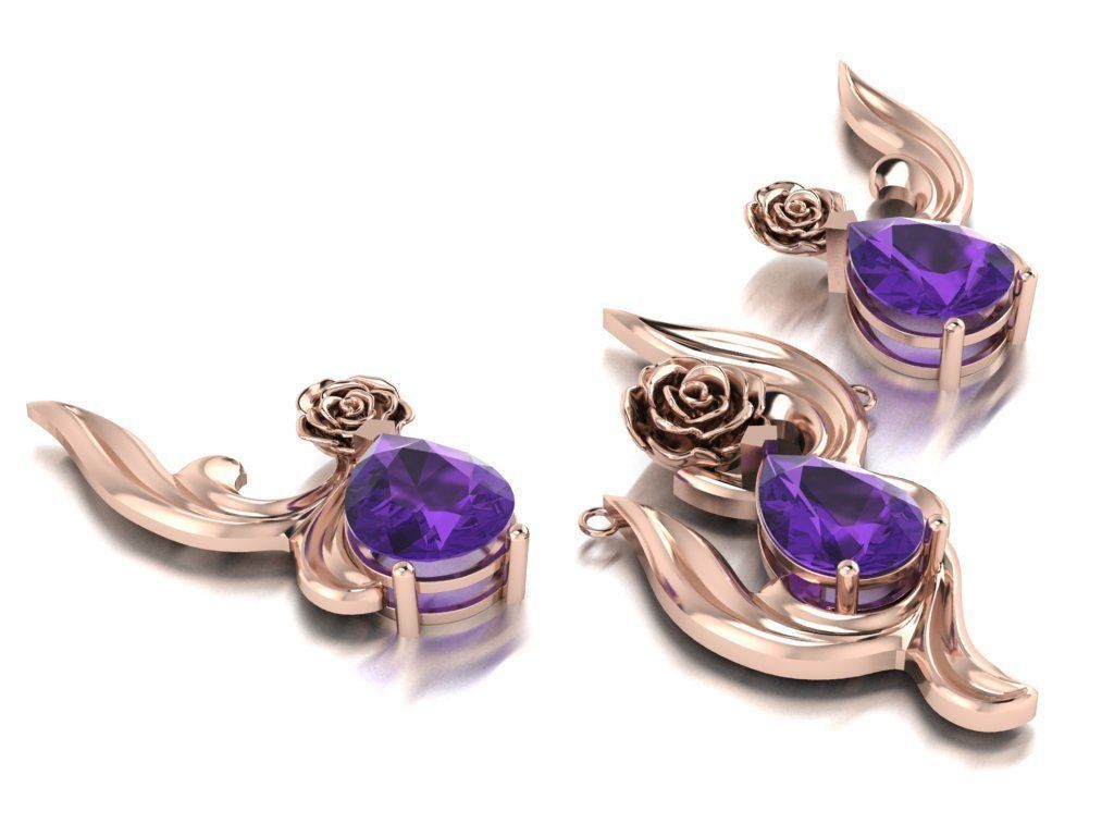 rose flower set 3D print model_3