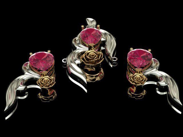 rose flower set 3D print model_25