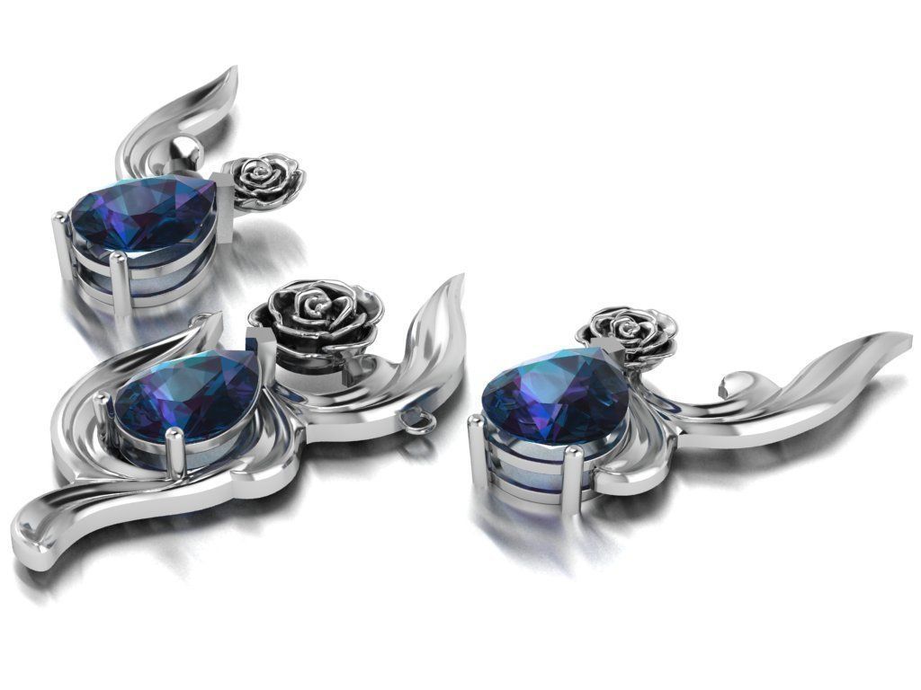 rose flower set 3D print model_2