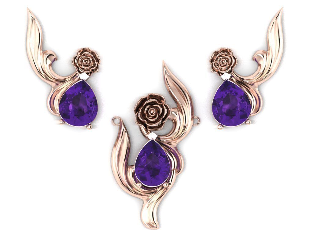 rose flower set 3D print model_4