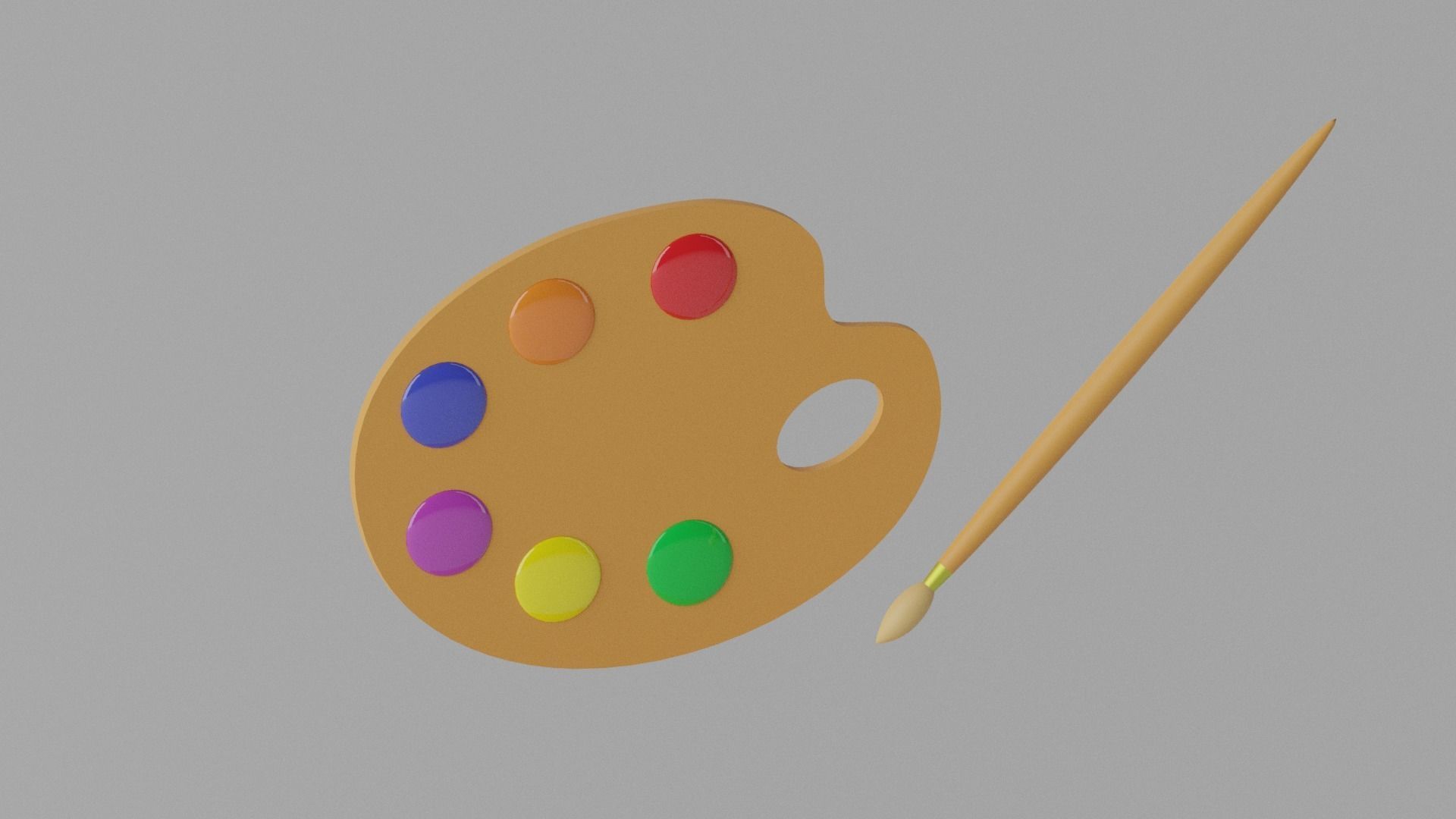 Cartoon Easel and Artist Palette 3D model_5