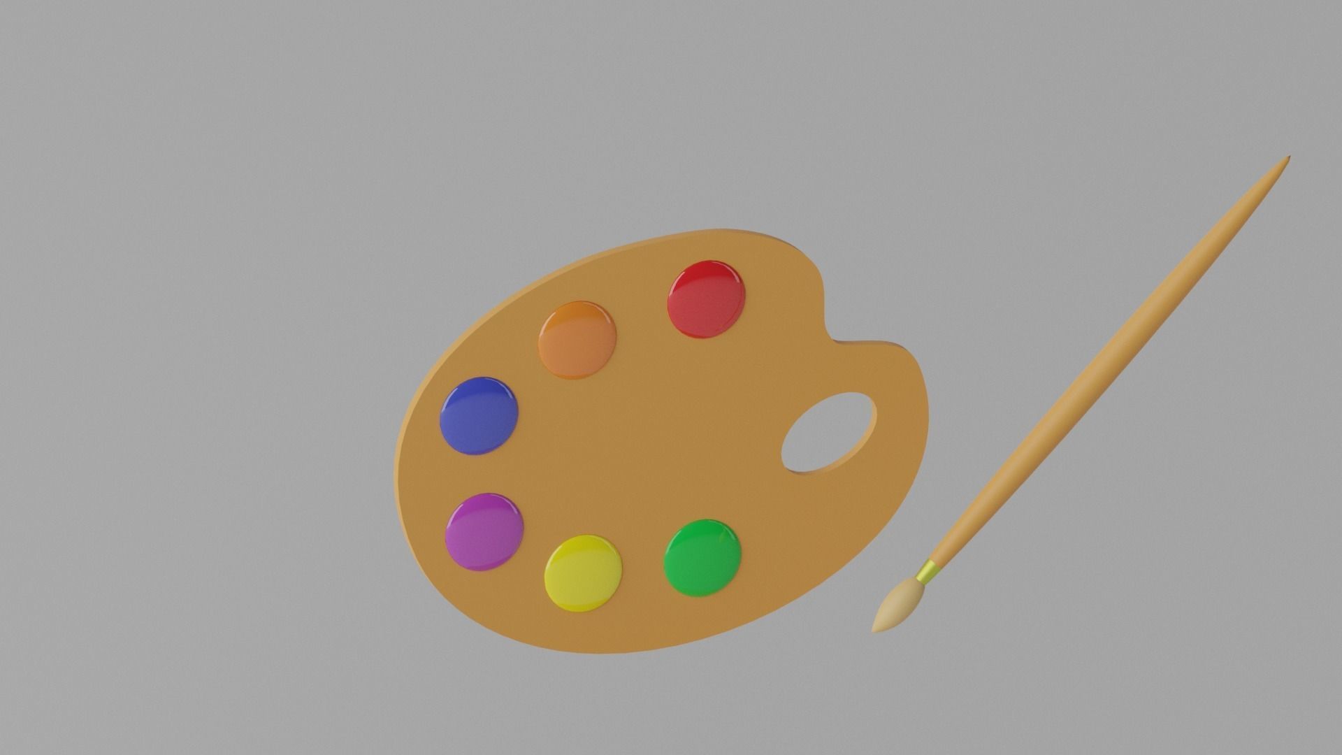 Cartoon Easel and Artist Palette 3D model_2