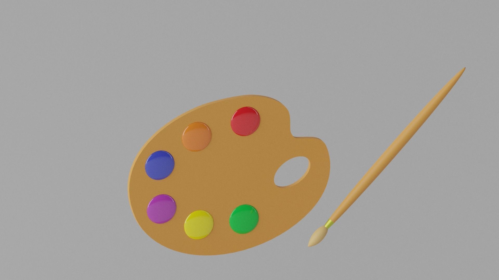 Cartoon Easel and Artist Palette 3D model_3