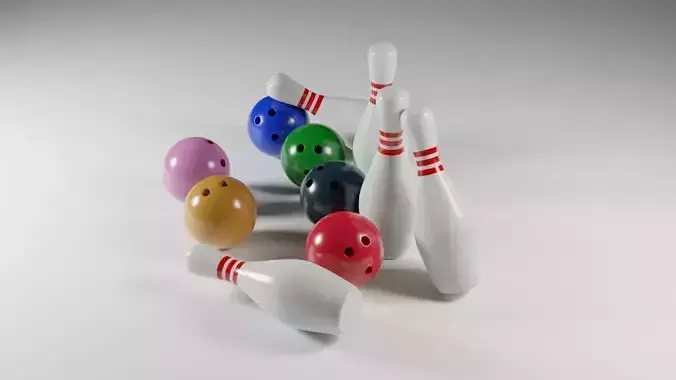 3D Bowling ball and pin