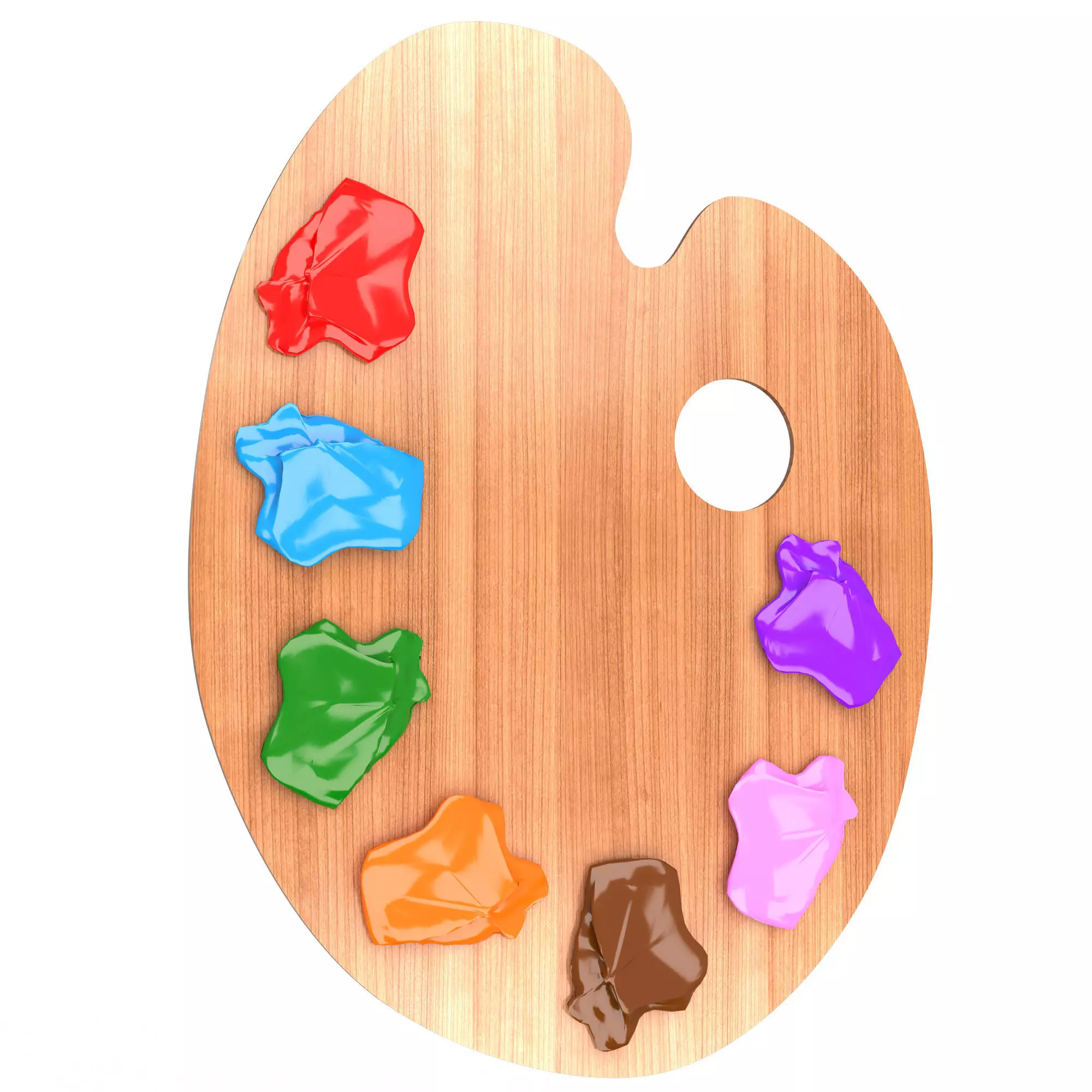 Wooden Paint Palette Low-poly 3D model