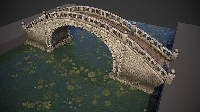 Chinese Bridge  Low-poly 3D model